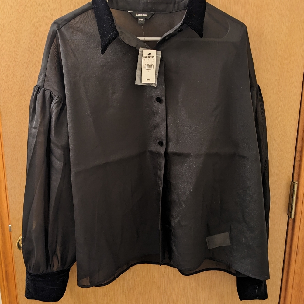 Black Blouse with Velvet Details